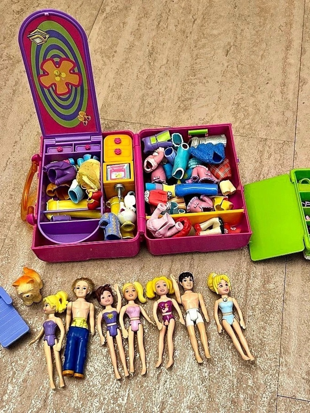 Polly Pocket Fashion Polly Playset Doll Lot Pink Green